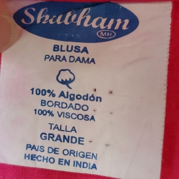 VINTAGE Hot Pink Chainstitch Embroidered Floral Clap Sleeve Shirt Large - Picture 4 of 9